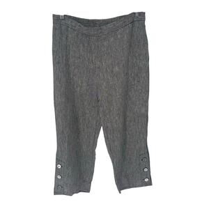 Chico’s Charcoal Gray Casual Straight Leg Linen Button Hem Crop Pants 2/12